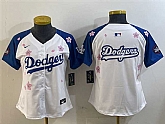 Women's Los Angeles Dodgers Team Big Logo White Royal 2025 Tokyo Series Limited Stitched Jersey,baseball caps,new era cap wholesale,wholesale hats